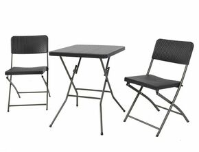 Moreno II sklopivi set 2 stolice+sto 60x60x74 cm tamno sivi