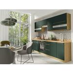 Glamour blok kuhinja 260x60x200 cm zelena/hrast