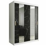 Marble ormar 2 vrata/ogledalo 150x62x200 belo/crni