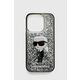 Maska Karl Lagerfeld Hc Liquid Glitter Ikonik za iPhone 15 Pro 6.1 transparent (KLHCP15LLKKNSK)
