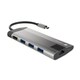 FOWLER PLUS, USB Type-C 6-in-1 Multi-port Adapter (USB3.0 Hub + HDMI + PD + SD/MicroSD card reader + Gigabit LAN), Max. Output 100W, Grey
